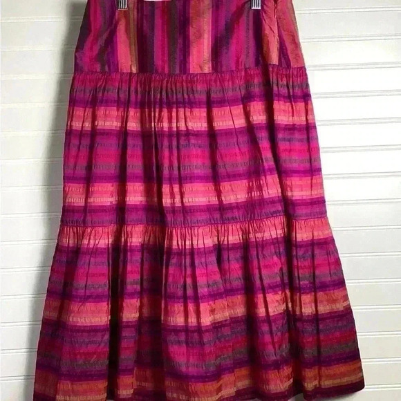 Ralph Lauren Skirt 4 RL Black Label/Midi Skirt/Pink & Purple Striped Silk/Tiered - Picture 10 of 11